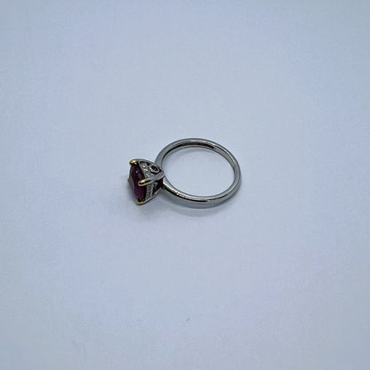 Natural Burmese Ruby with Natural Diamond Ring