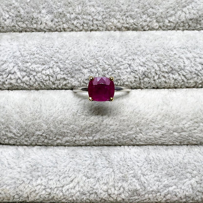 Natural Burmese Ruby with Natural Diamond Ring