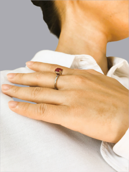 Natural Burmese Ruby with Natural Diamond Ring