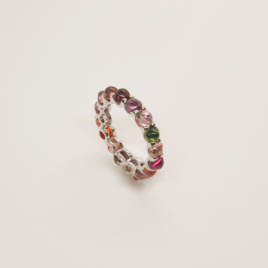 Natural Multicolor Spinel Cabochon Ring