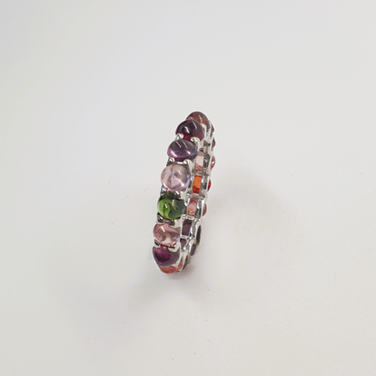 Natural Multicolor Spinel Cabochon Ring