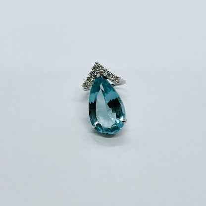 Blue Topaz with Moissanite Ring