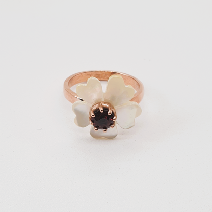 Natural Garnet and Mother of Pearl Ring