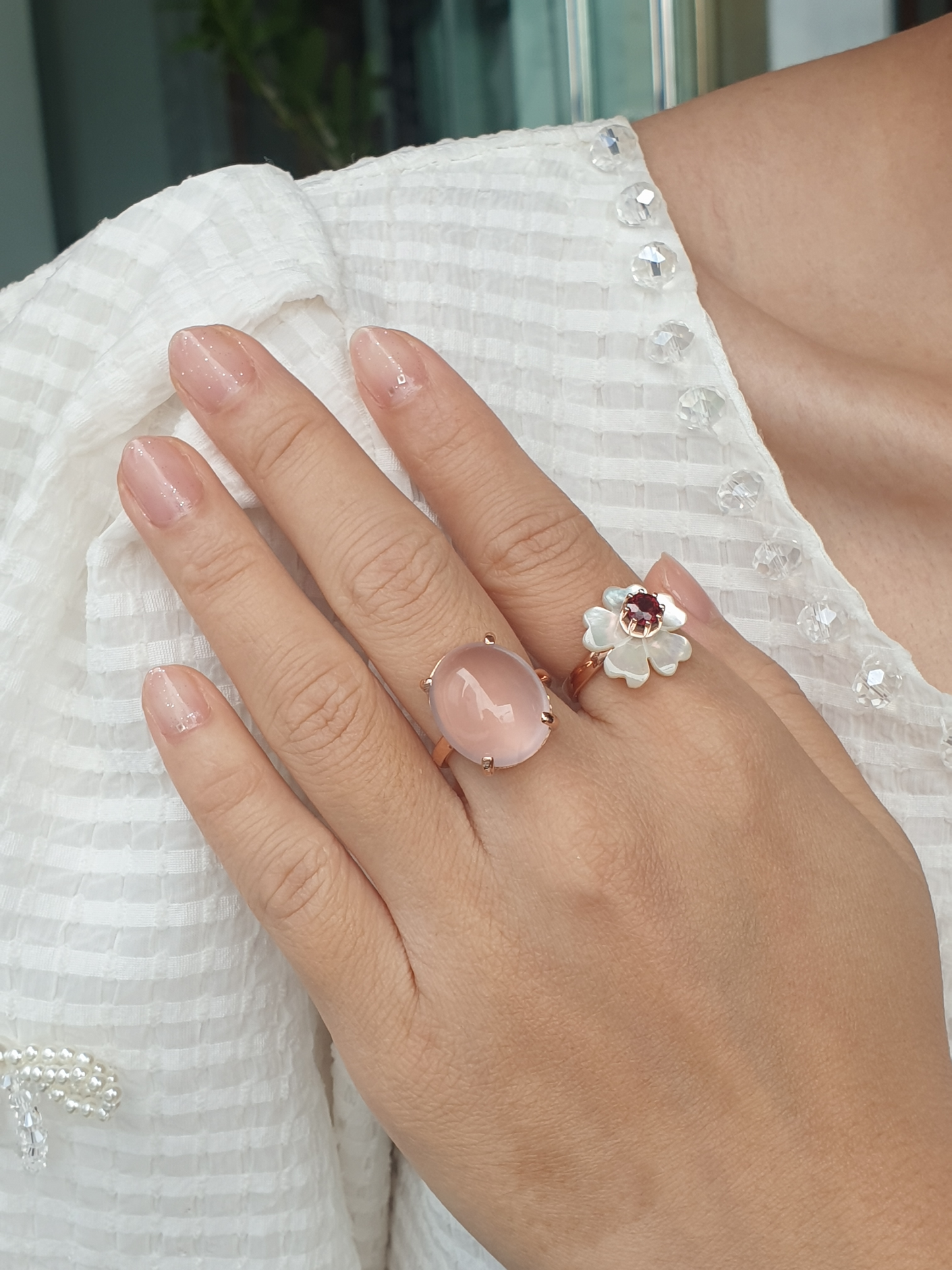 Natural Rose Quartz Ring